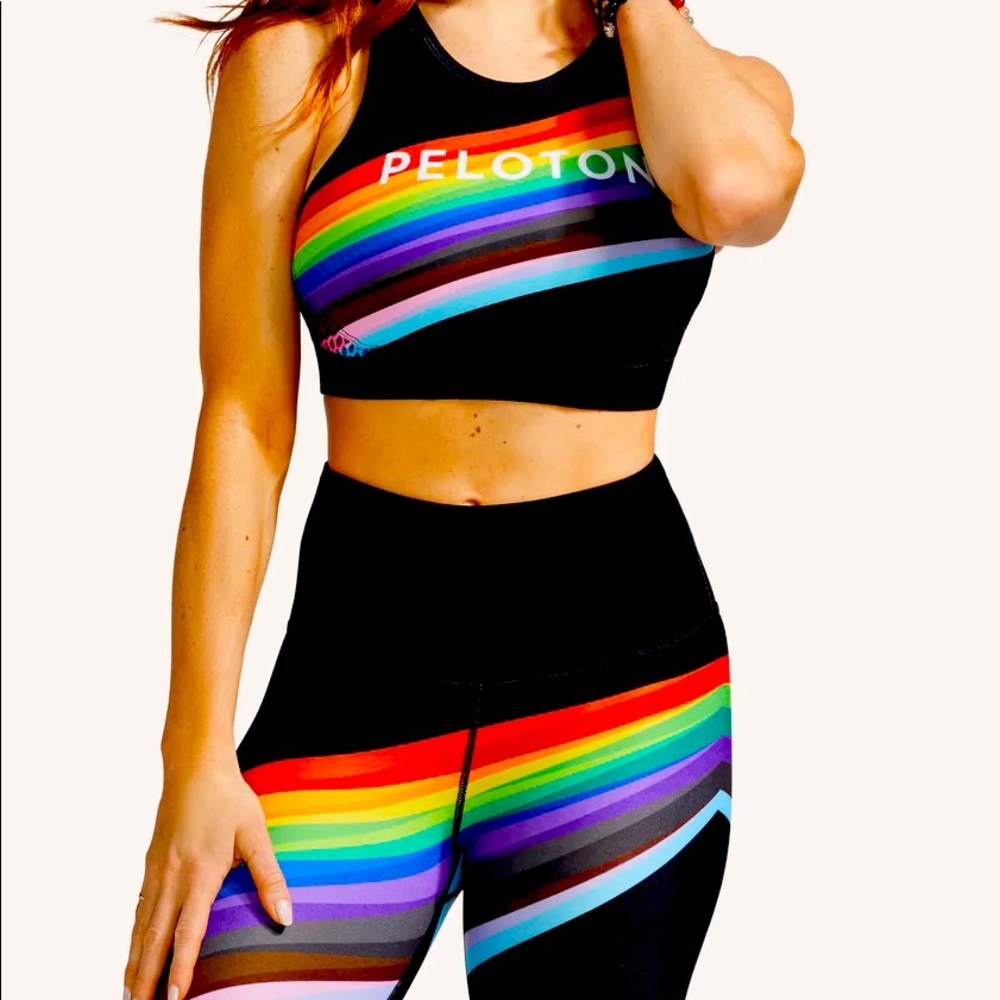 NWT Peloton 2-Piece Pride 21 Print All Over Sports Bra & Pant Set - Size Small